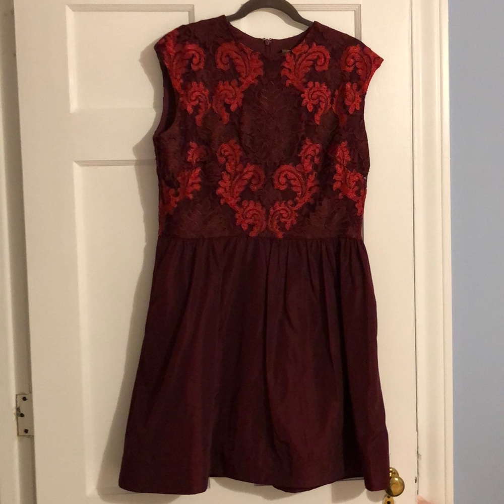 Red brocade Size 14 Taylor Fit & Flare dress